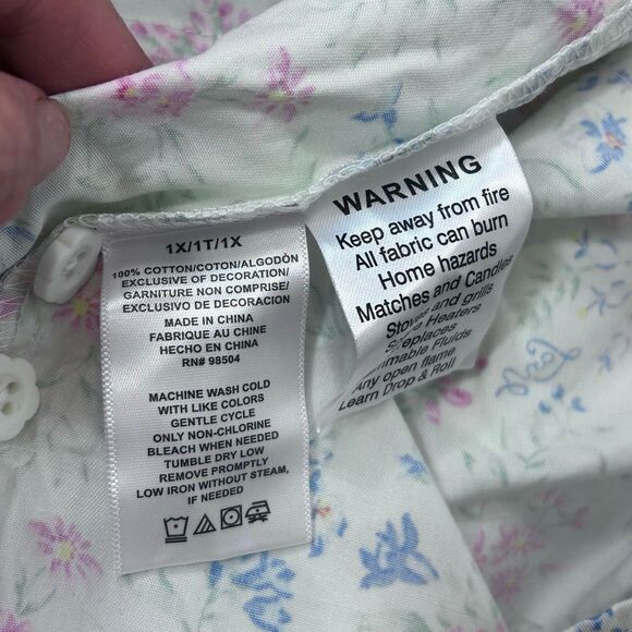 Lanz of Salzburg Dress Women 1X Multicolor Floral Button Up Cotton Floral Belted - Picture 12 of 16